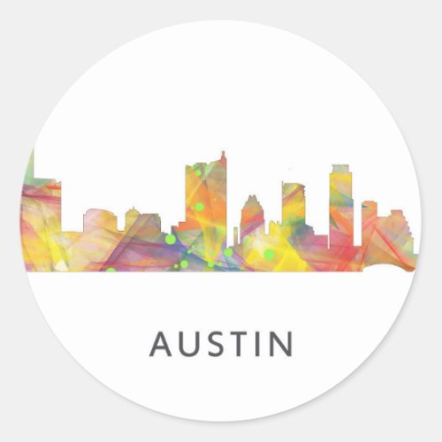 AUSTIN TEXAS SKYLINE WB1 _ CLASSIC ROUND STICKER