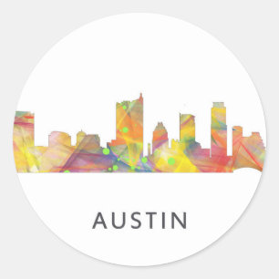 AUSTIN TEXAS SKYLINE WB1 - CLASSIC ROUND STICKER
