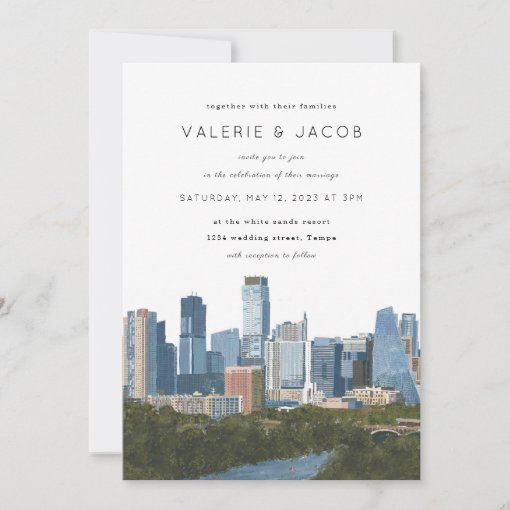 Austin Texas Skyline Wedding Invitation Zazzle