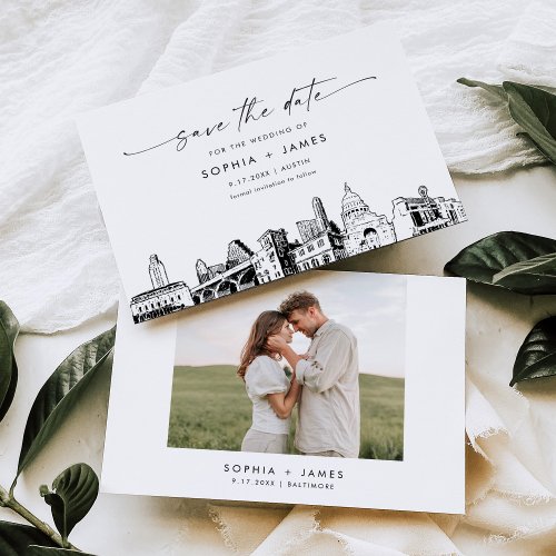 Austin Texas Skyline Wedding Save the Date Card