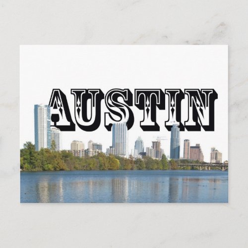 Austin Texas Skyline with Austin in the Sky Postcard