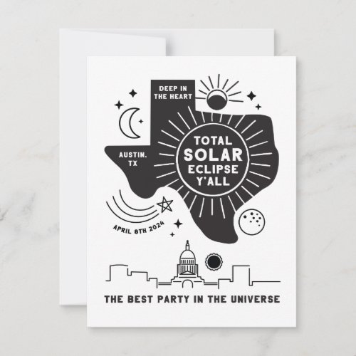 Austin Texas Solar Eclipse Party Invite
