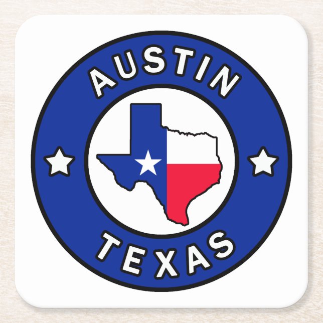 Austin Texas Square Paper Coaster (Front)
