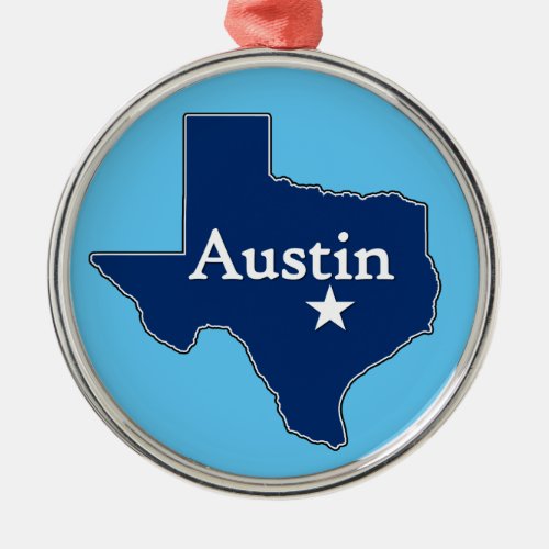 Austin Texas State Map Lone Star Custom Color Metal Ornament