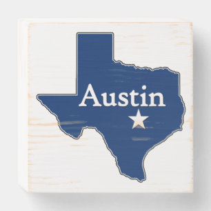 Austin, Texas State Map Outline Lone Star Decor Wooden Box Sign