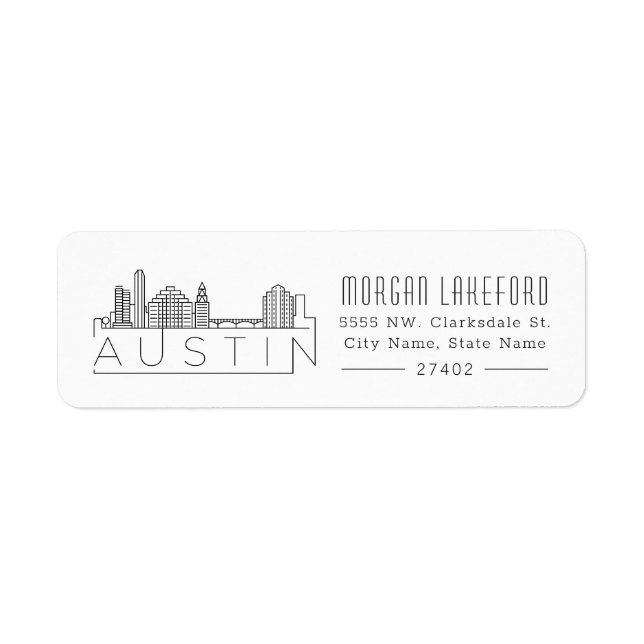 Austin, Texas Stylized Skyline | Label (Front)