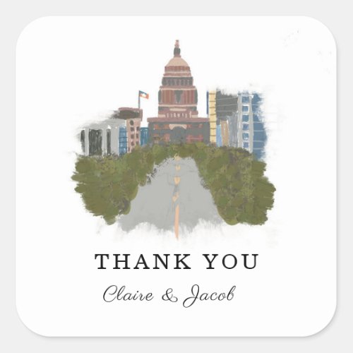 Austin Texas Thank You Square Sticker