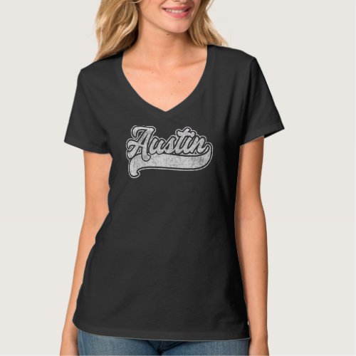 Austin Texas TX Retro Baseball Style Vintage Men W T_Shirt