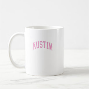 Austin Texas Tx Varsity Style Pink Text Coffee Mug