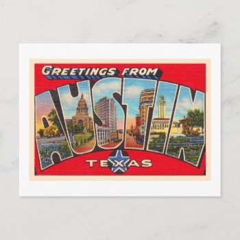 Austin Texas Tx Vintage Large Letter Postcard by AmericanTravelogue at Zazzle