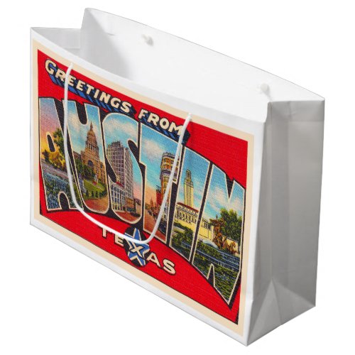 Austin Texas TX Vintage Large Letter Postcard Large Gift Bag