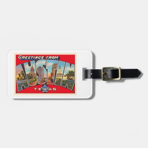 Austin Texas TX Vintage Large Letter Postcard Luggage Tag