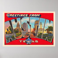 Austin Texas TX Vintage Large Letter Postcard