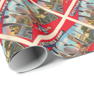 Austin Texas TX Vintage Large Letter Postcard Wrapping Paper