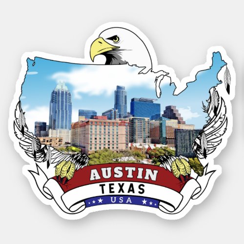 Austin Texas USA Bald Eagle Sticker