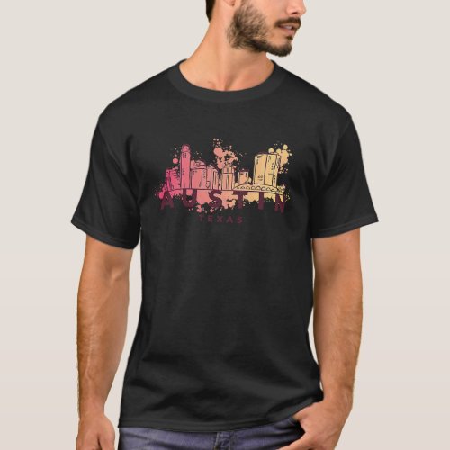 Austin Texas USA City Skyline Silhouette Outline S T_Shirt