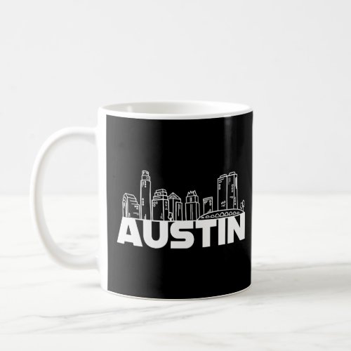 Austin Texas USA Skyline Silhouette Outline Sketch Coffee Mug