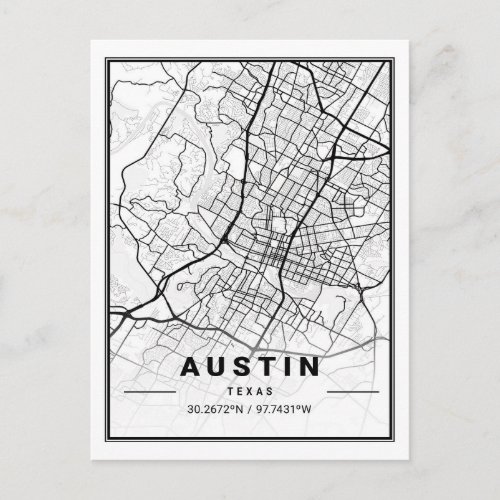 Austin Texas USA Travel City Map Poster Postcard