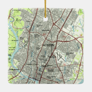 Austin Texas Vintage Topo Ceramic Ornament