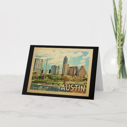 Austin Texas Vintage Travel Card
