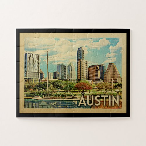 Austin Texas Vintage Travel Jigsaw Puzzle