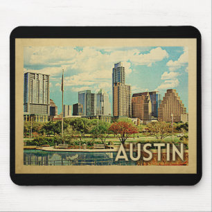 Austin Texas Vintage Travel Mouse Pad