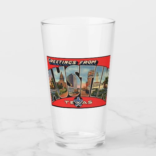 Austin Texas Vintage Travel Pint Glass