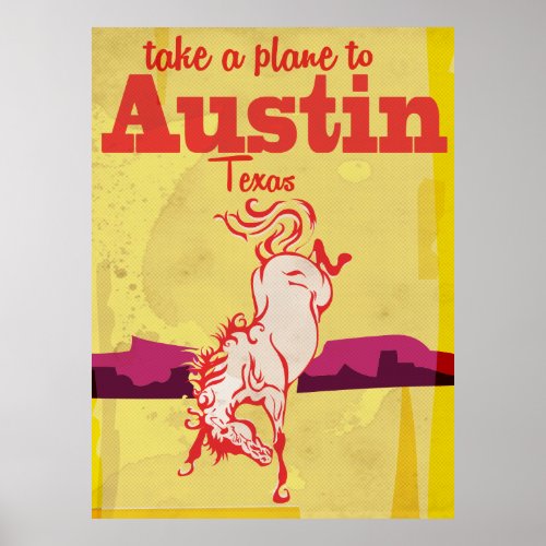 Austin Texas vintage travel poster