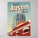 Austin Texas Vintage Travel Poster at Zazzle