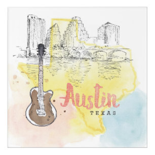 Austin,Texas Watercolor Sketch Acrylic Print