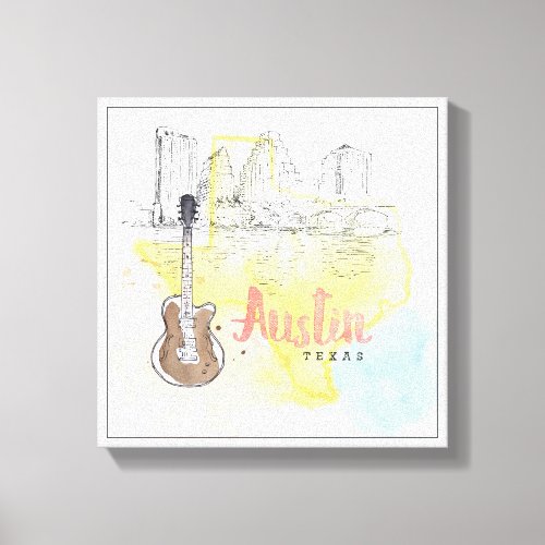 AustinTexas  Watercolor Sketch Canvas Print