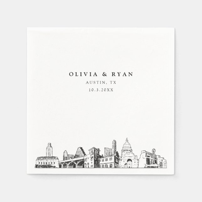 Austin Texas Wedding Cocktail Napkin (Front)