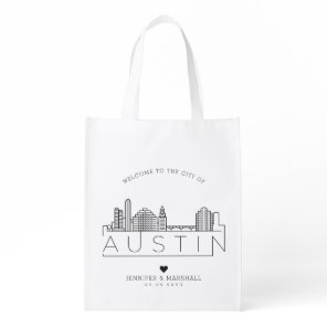 Austin, Texas Wedding | Stylized Skyline Grocery Bag