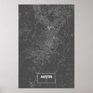 Austin, Texas (white on black) Poster
