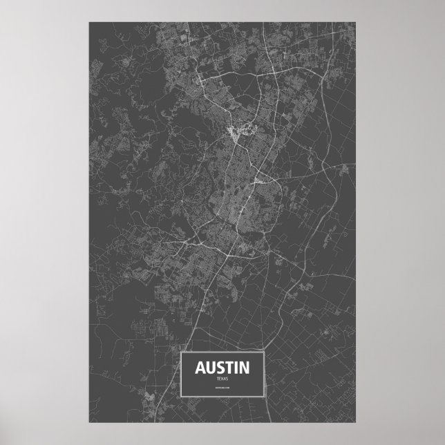 Austin, Texas (white on black) Poster (Front)