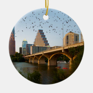Austin, Texas with Bats Ceramic Ornament