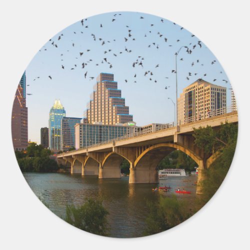 Austin Texas with Bats Classic Round Sticker