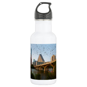 Austin, Texas with Bats Stainless Steel Water Bottle