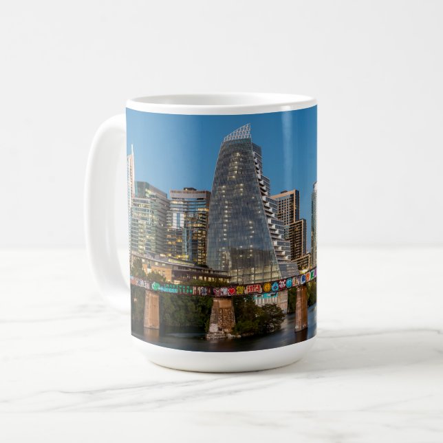 Austin, Texas with Texas flag colors logo, Mug (Front Left)