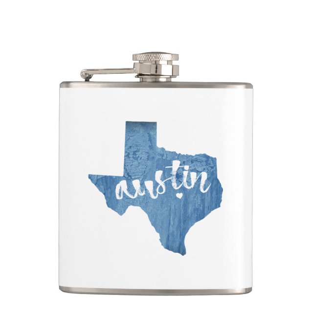 Austin, Texas Wood Grain Flask (Front)