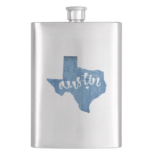 Austin Texas Wood Grain Flask