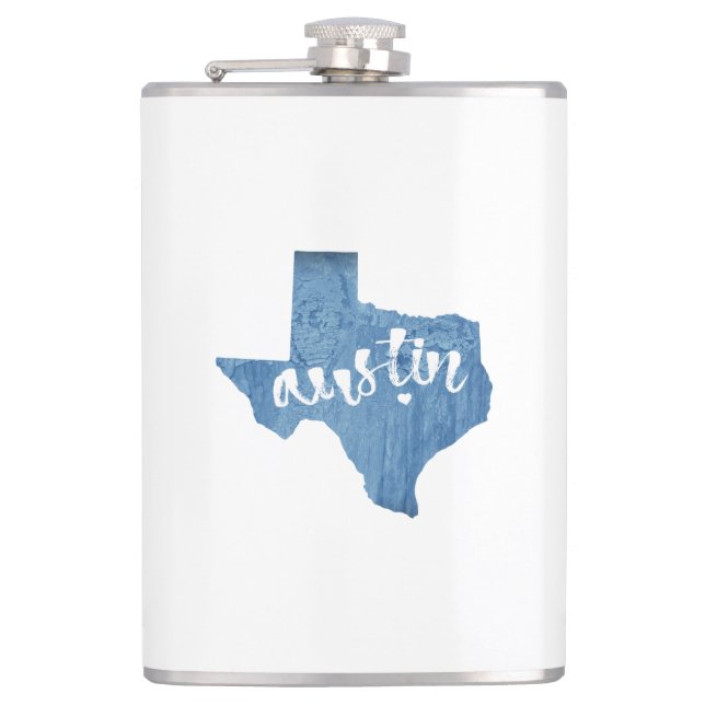 Austin, Texas Wood Grain Flask (Front)