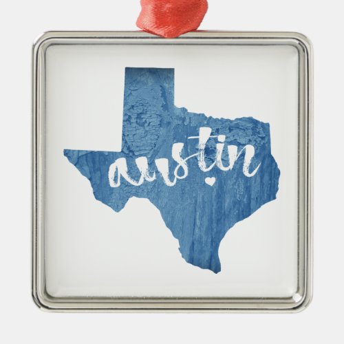 Austin Texas Wood Grain Metal Ornament