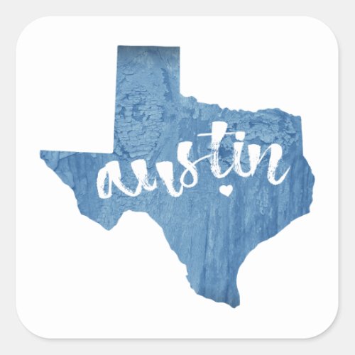 Austin Texas Wood Grain Square Sticker