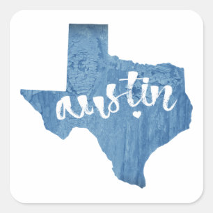 Austin, Texas Wood Grain Square Sticker