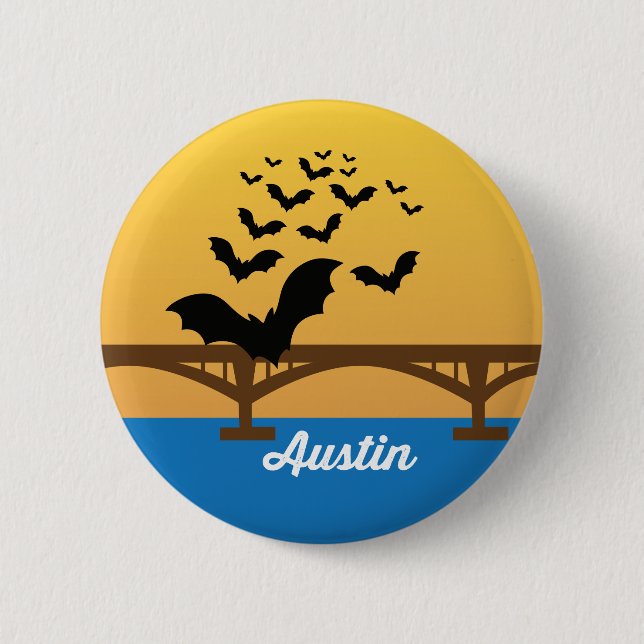 Austin Texas World Famous Bat Bridge Button (Front)