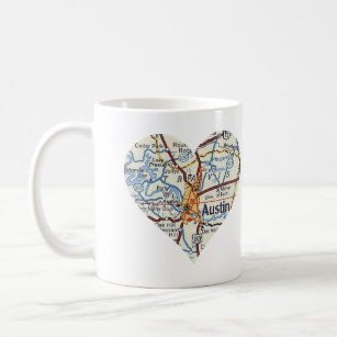 Austin TX 50's Map Coffee Mug