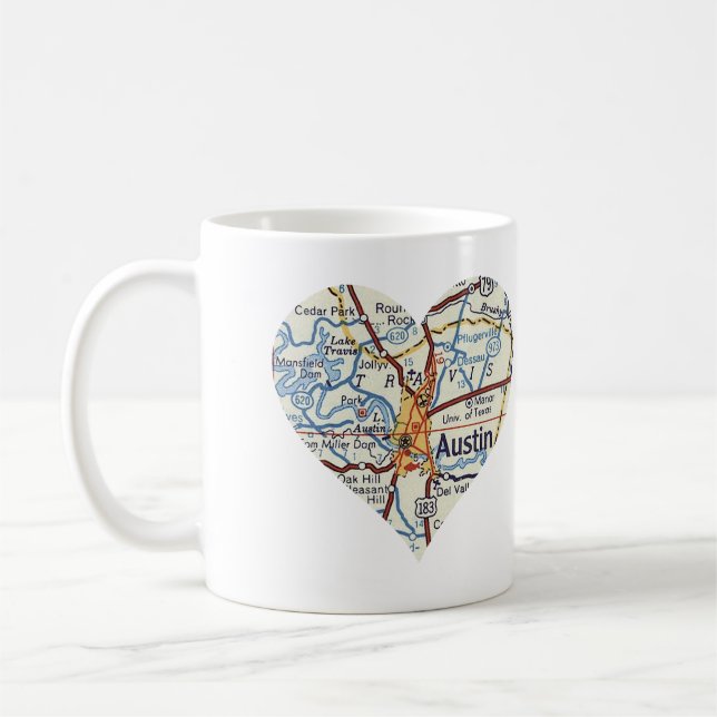 Austin TX 50's Map Coffee Mug (Left)