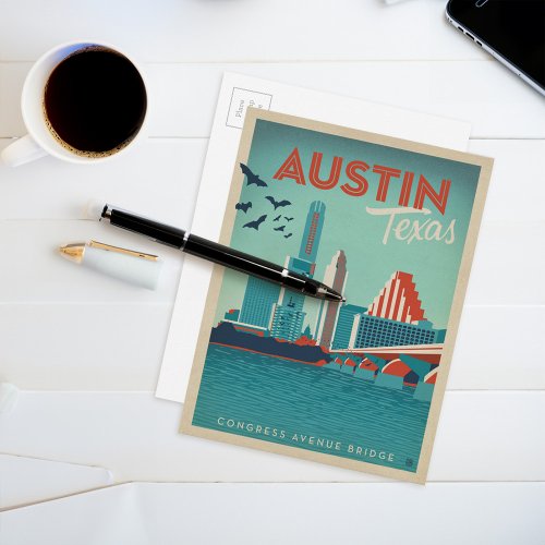 Austin TX _ Congress Avenue Bridge Postcard