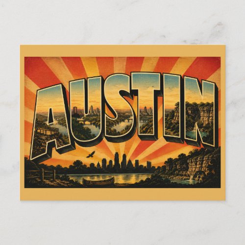 Austin TX River Greenbelt Hill Art Postcard